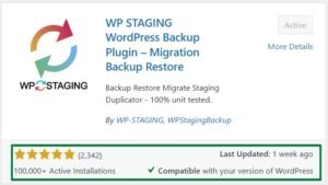 backup and migration plugin - WP Staging